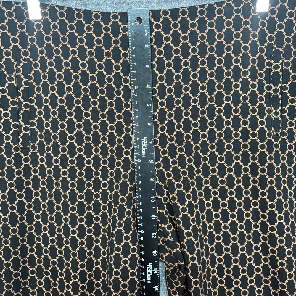 Chicos Pants 3 Women 16 Black Gold Geometric Chain Print Cropped Pull On Stretch - Picture 11 of 15
